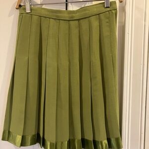 Pleated Olive Green Skater Skirt